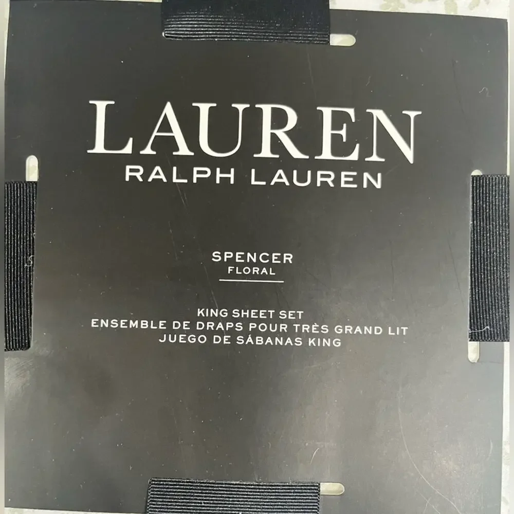 New LRL Ralph Lauren Spencer Floral Sage King Size Cotton Sateen Bedding Sheets